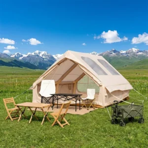 Inflatable Camp Villa 12sqm 300D Oxford 3x4x2m Double Door Dual Roof Window Family Retreat