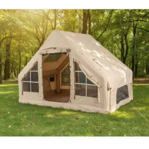 Inflatable Camping Air Tent 6.3m2 with Hand Pump Easy Setup 3-4 Seasons Waterproof Windproof Oxford Cabin Tent