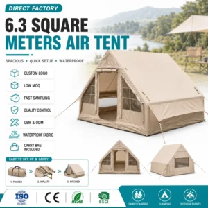 Inflatable Camping Air Tent With Hand Pump Easy Setup Waterproof UV Resistant Four Seasons Oxford Cabin Tent