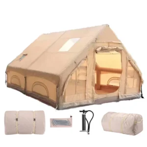 Inflatable Camping Tent 12sqm 420D Oxford Fabric Two Room Air Column Quick Setup Waterproof Outdoor Shelter