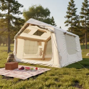 Inflatable Camping Tent 2-4 Person Waterproof Oxford Fabric Easy Setup for Family Camping Outdoor