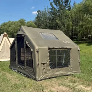 Inflatable Camping Tent 8㎡ Large Single Layer 600D Oxford PVC Portable Quick Setup 2 Door Pump Waterproof Living Room