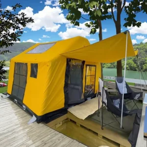 Inflatable Camping Tent Outdoor Glamping Shelter Waterproof Windproof UV Resistant Inflatable House Cabin Tent with Awning Cover