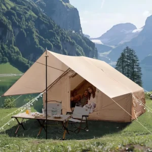 Inflatable Camping Tent with Canopy and Air Pump