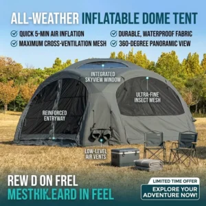 Inflatable Dome Glamping Tent Waterproof Windproof Quick Inflation Oxford Fabric for Outdoor Camping