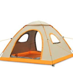 Inflatable Double-Layer Automatic Camping Tent for 3-4 Persons, Oxford Cloth One Bedroom Straight Bracing