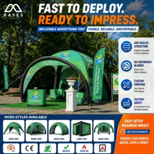 Inflatable Exhibition Tent Custom Branding Airtight Gazebo Canopy Full-Color Print Trade Fair Event 400D Oxford