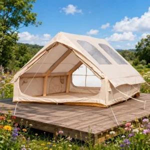 Inflatable Family Cabin Tent 12sqm 300D Oxford 3x4x2m Dual Entry Twin Skylight Glamping