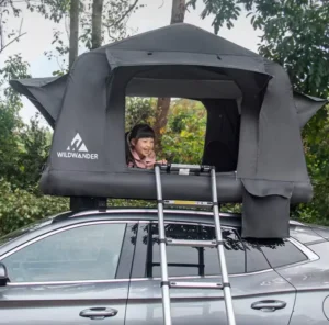 Inflatable Rooftop Glamping Tent with Waterproof Shell and Large Internal Space