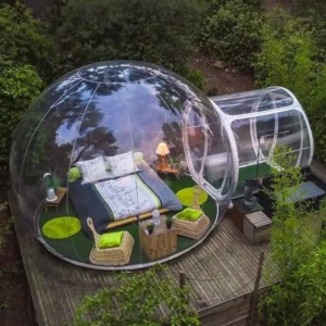 Inflatable Single-Layer Transparent Bubble Camping Tent with Tunnel