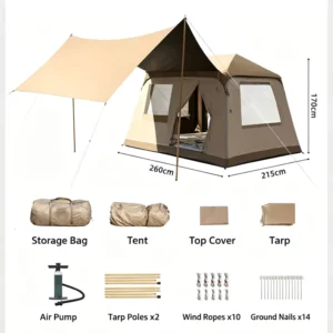 Inflatable Tent Awning 2 in 1 Waterproof UV Resistant Outdoor Camping Fast Setup Large Space Air Tent