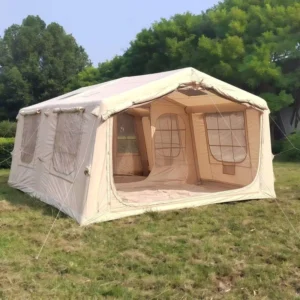 Inflatable Tent Double Door 1 Bedroom 1 Living Room & 3 Skylights All-Season Instant Auto Setup 210g Cloth for Camping