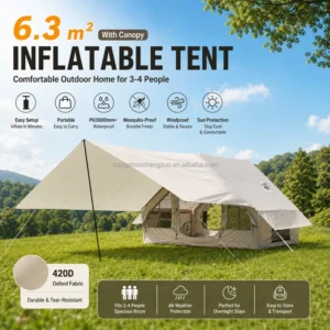 Inflatable Tent for Camping Quick Setup Blow up Tents with Canopy 4 Season Air Tent with Skylight Large Glamping Tent
