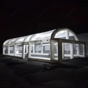 Inflatable Transparent Giant Camping Party Tent LED Lights Waterproof PVC Material 5x12M Size for Wedding Nightclub Events