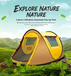 Instant Pop-Up Camping Tent with Automatic Setup, Waterproof Fabric, Two Doors for Family Outdoor Travel
