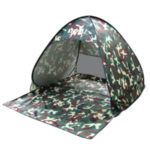 Instant Pop-up Camouflage Tent for Camping and Hiking with Fiberglass Aluminum Poles