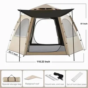 Instant Pop up Camping Tent Fiberglass Pole for 5-6 Person Outdoor Adventure
