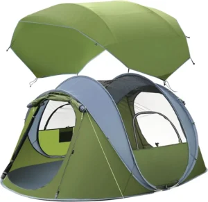 Instant Pop up Waterproof Skylight Quick Setup Large Space UV Resistant Polyester Dome Tent for Outdoor Hiking Camping Family
