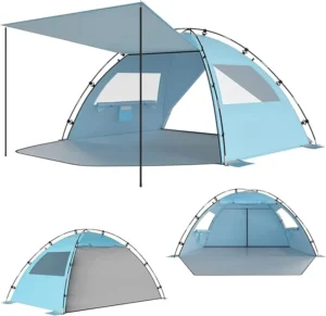 Instant Set Extendable Floor 3 Ventilating Sun Shade Shelter Waterproof Beach Summer 3-4 Person One Bedroom Camping Tent