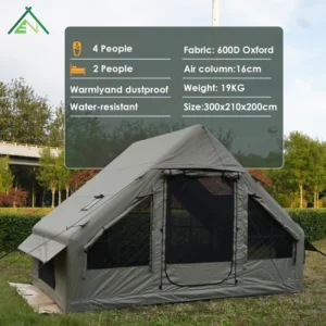 Instant Setup 60s Heavy Duty 600D Oxford Air Tent Waterproof 6.3 2 3 Person Green Four season One Bedroom Camping Tent