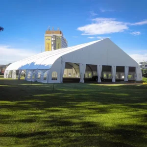 KENTEN Custom Durable Wind Resistance Peach Shape Curve Tent Outdoor Arch Roof Structure Tent for Logistics