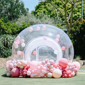 Kids Portable Bouncy Dome Tent with Balloons Outdoor Inflatable Bubble House