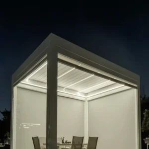 LED Light Strip Remote Control Waterproof Aluminium Bioclimatic Pergola Canopy Gazebo Pavilion, Motorized Manual