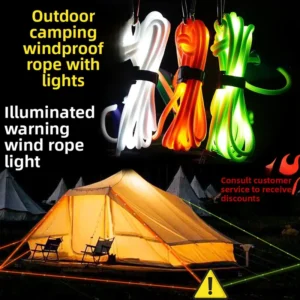 LED Luminous Tear Resistant Nylon Cord Hiking Outdoor Tent Wind Rope