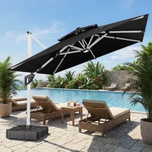LED Patio Umbrella Parasol Supplier for Outdoor Decks, Cafes, and Hotels