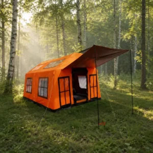 Large 3x5m Inflatable Camping Tent 2 Rooms 1 Hall 600D Oxford Waterproof Windproof Outdoor Emergency Relief Shelter House