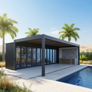Large Aluminum Pergola with Adjustable Louvered Roof, Waterproof Patio Garden Gazebo, Bioclimatic Balcony