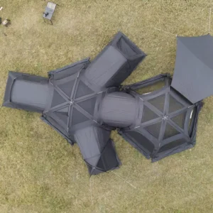 Large Connectable Big Family Camping Tent Dia. 460cm Geodesic Dome Tent with Modular Pod Tent Design 5 Bedrooms