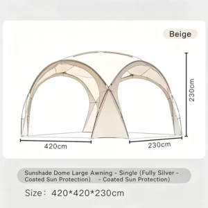 Large Family Outdoor Waterproof Oxford-Coated Silver Pop-Up Dome Canopy Tent Beach Camping