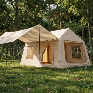 Large Inflatable Camping Tent 4 Seasons High Waterproof Oxford Cloth Easy Setup UV Protection Ventilation Single Layer