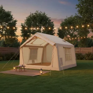 Large Inflatable Camping Tent for 6-8 Persons, 420D Oxford PVC Single-Layer Two-Door Waterproof Living Room
