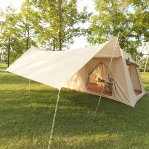 Large Inflatable Glamping Cabin Tent 420D Waterproof Oxford Fabric 396x270cm Luxury Outdoor Family Camping Air Column Ridge