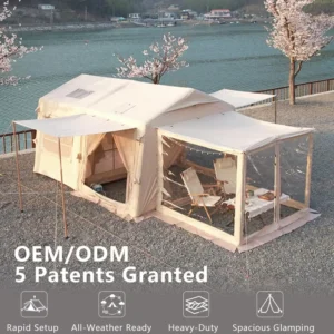 Large Inflatable Ridge Tent with Vestibule 6 8 Person Waterproof & Windproof Family Camping Tent for Glamping & Export Events