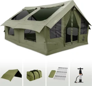 Large Luxury Waterproof Inflatable Tent with Stove Hole and AC Hole for Camping