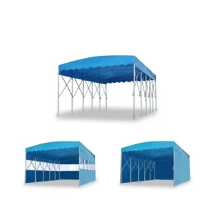 Large Mobile Telescopic Awning Waterproof PVC-Coated Steel Frame Shelter for Outdoor Sports and Warehouse Use