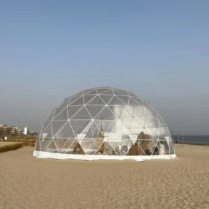 Large Modern Four-Season Outdoor Tempered Glass Dome Tent, Aluminum Alloy Frame, Waterproof, Snowproof, Coastal Use