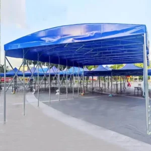 Large Outdoor Movable Push-Pull Electric Event Sliding Sunshade Canopy Warehouse Storage Shelter PVC Garages Carports Canopies