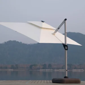 Large Outdoor Roman Aluminum Cantilever Patio Umbrella with Stand for Garden and Beach