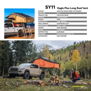 Large Soft Shell Roof Top Tent Oxford Fabric Aluminum Alloy Poles Waterproof UV Resistant Camper Tent for SUV Camping