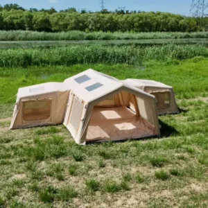 Large Space Family Camping Tent with Side Room Waterproof Portable Four-season Outdoor Cotton Inflatable Tent Windows