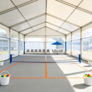 Large Span Aluminum Pickleball Court Tent Transparent PVC Waterproof Indoor Sports Tent for Pickleball Club Training Venue