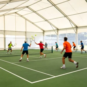 Large Span Aluminum Tennis Court Tent Transparent PVC Waterproof Indoor Sports Tent for Tennis Club Training Competition Venue