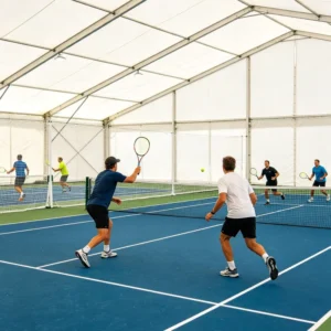 Large Span Aluminum Tennis Court Tent Transparent PVC Waterproof Indoor Sports Tent for Tennis Club Training Match Venue