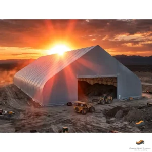 Large Span No Foundation Wind Rated 900g PVC Metal Frame Waterproof Industrial Dome Shelter for Mineral Stockpile Storage