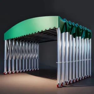 Large Storage Retractable Canopy Shed, PVC Fabric, Manual or Electric Push