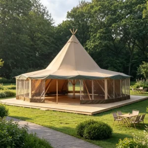 Large Straw Hat Umbrella Tent 11m 12.5m Waterproof Flame-Retardant Canvas with Visor for Outdoor Markets, Gardens, and Weddings